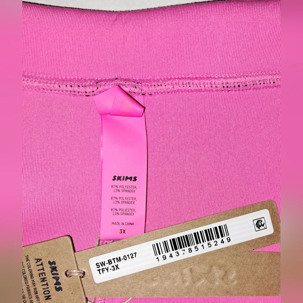 ❤️NWT SKIMS Sporty Scuba Wetsuit Swim Top + Hipster Swimsuit Set Pink TAFFY 3X